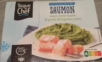 Saumon sauce citron basilic et purée de légumes verts