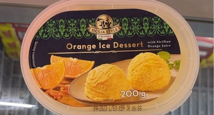 Orange ice dessert