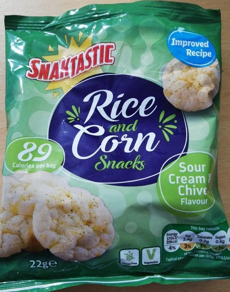 Rice and corn snacks; Sour cream and Chive
