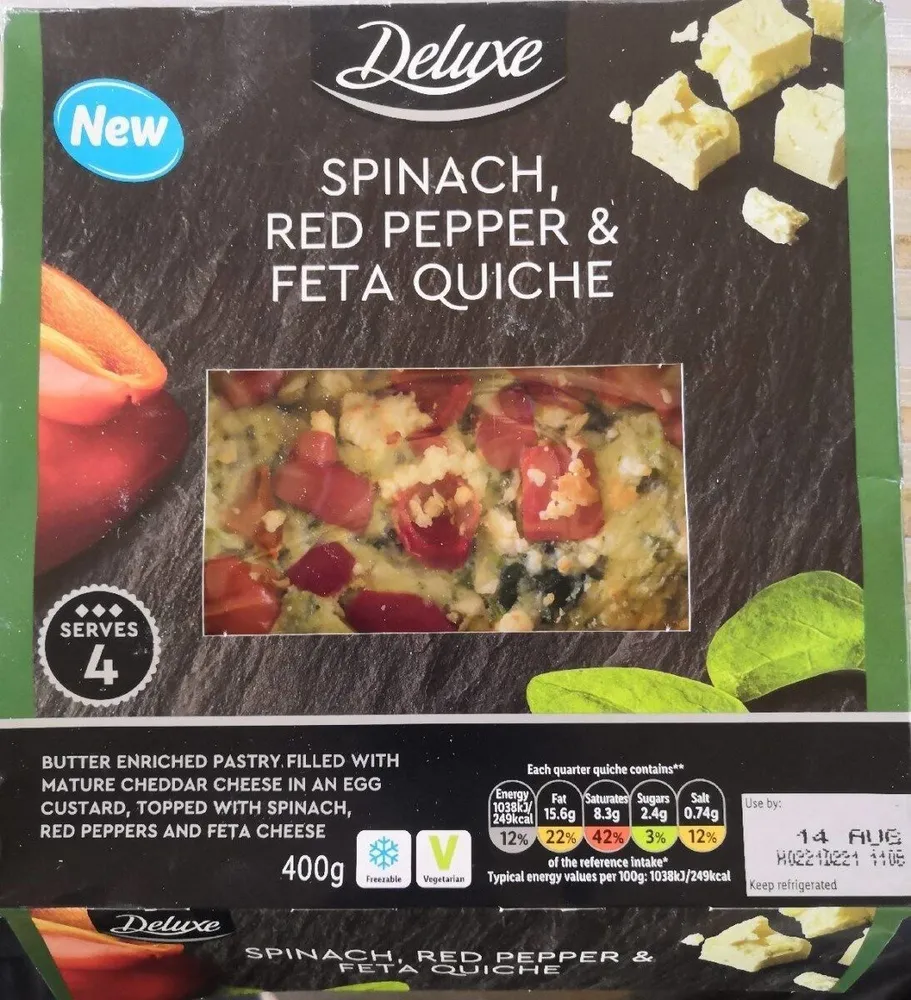 Spinach, Red paper & Feta Quiche