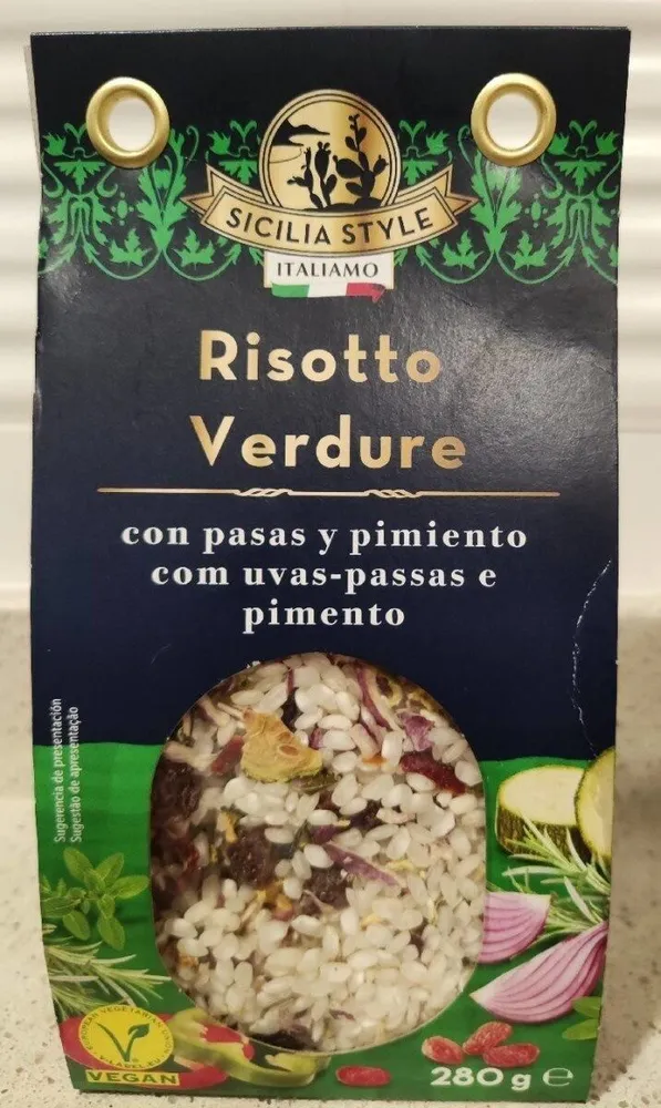 Risotto Verdure con pasas y pimiento