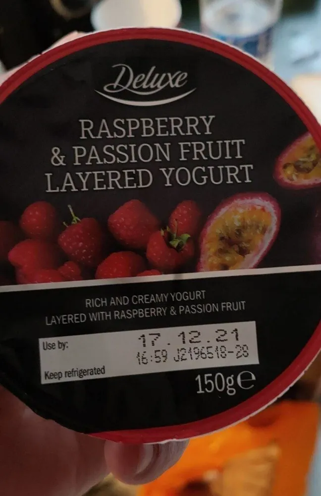 Raspberry and passion fruit layered yogurt