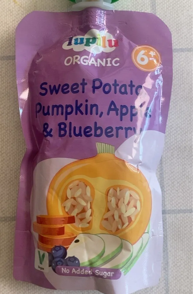 Sweet potato pumpkin, apple & bluberry