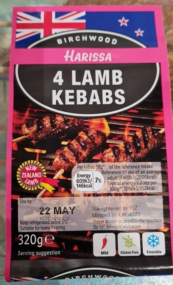 Harissa lamb kebab