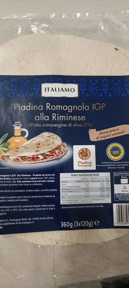 Piadina romagnola IGP alla Riminese