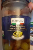 Whole green Nocellara olives with stones, in brine