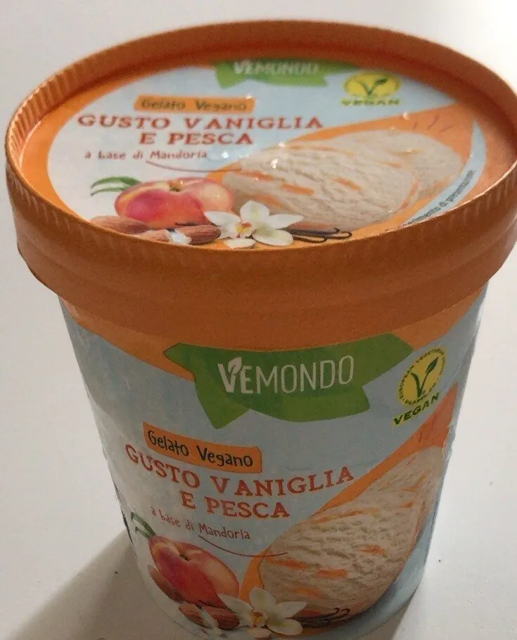 Gelato vegano gusto vaniglia e pesca