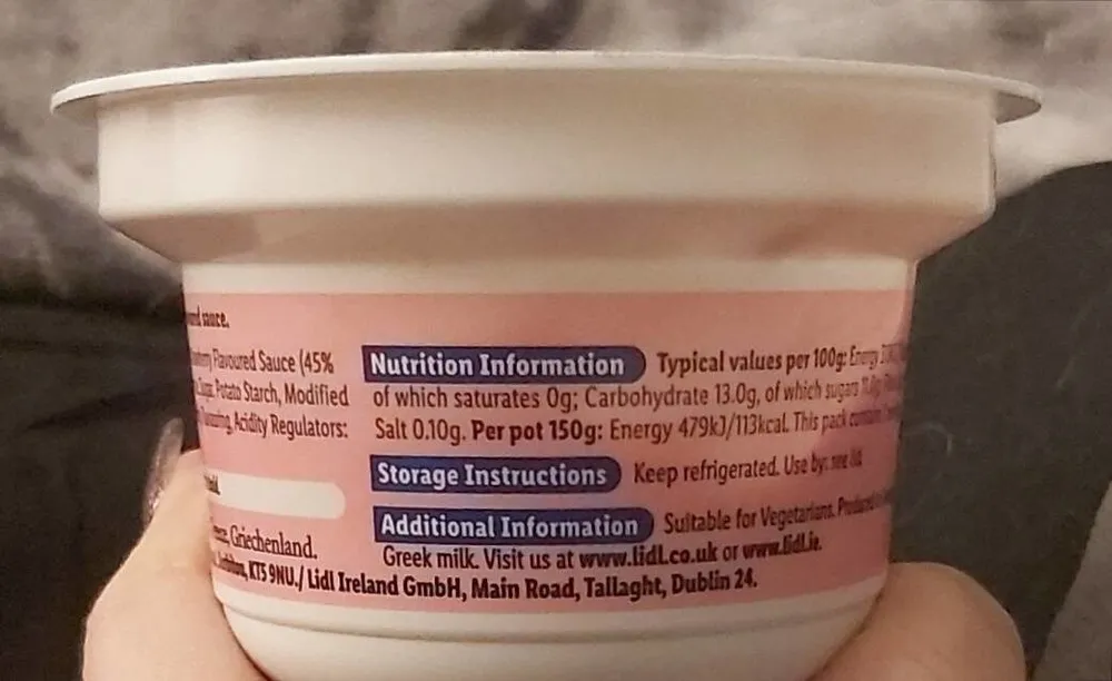 Fat free yoghurt