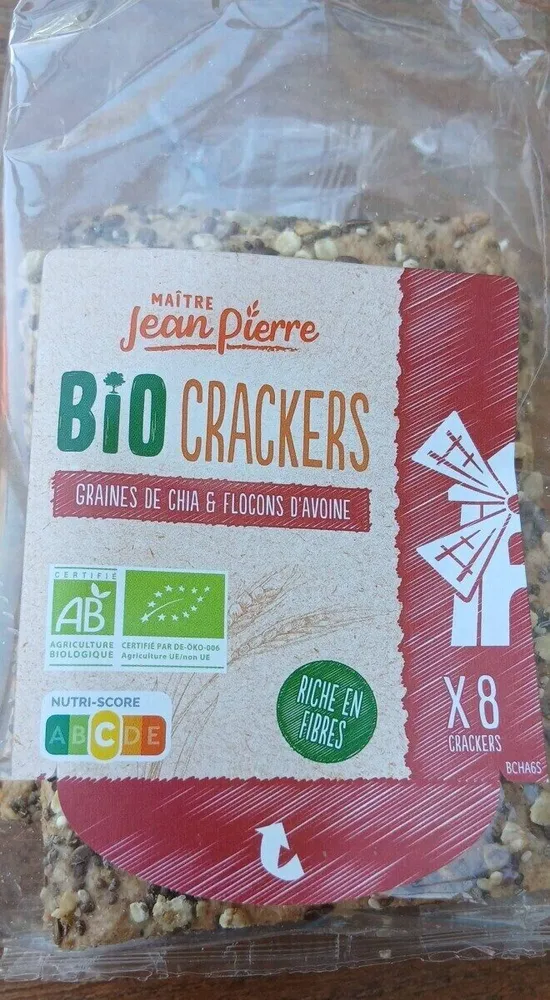 Bio crackers graines de chia et flocons d’avoine