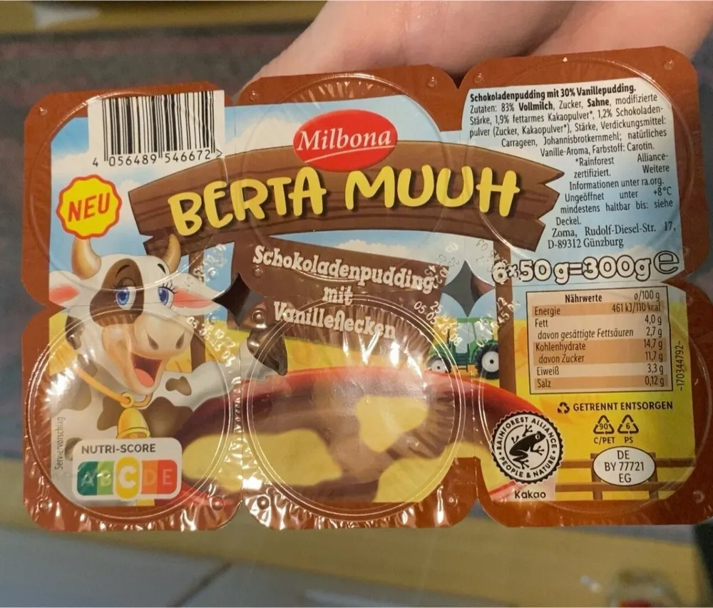 BERTA MUUH Schokoladenpudding mit Vanilleflecken