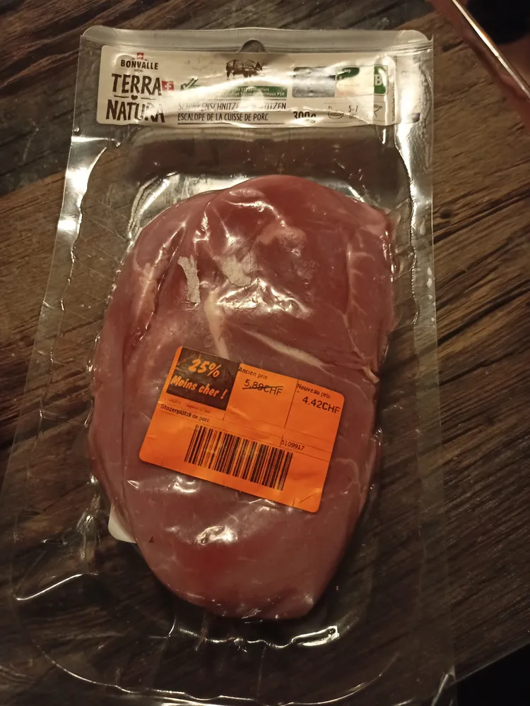 Escalope de la cuisse de porc