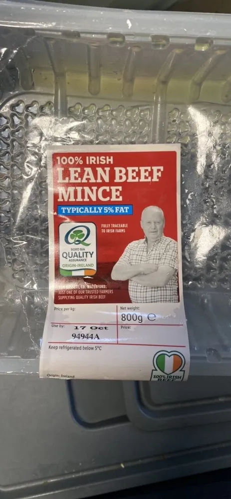Irish lean beef steak mince, 5% fat