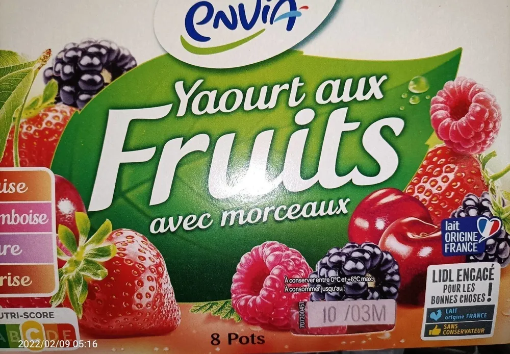 Yaourt aux fruits avec morceaux
