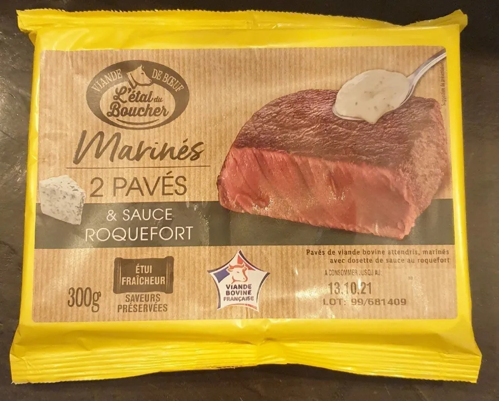 Pavés marinés sauce roquefort