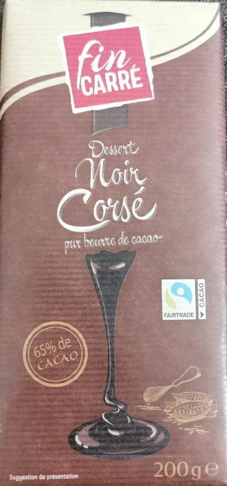 Chocolat noir corsé dessert pur beurre de cacao 65 %