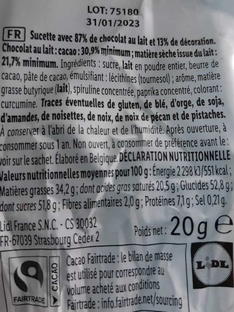 Sucette en chocolat