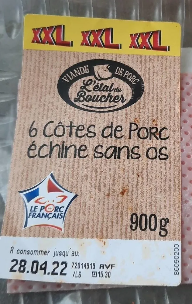 6 côtes porc échine sans os
