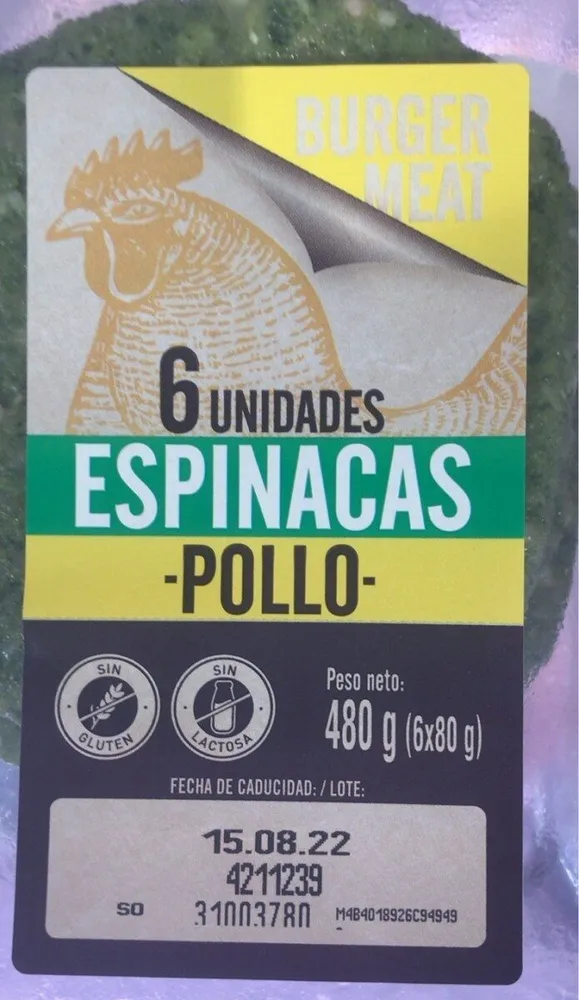 Hamburguesa de pollo y espinacas