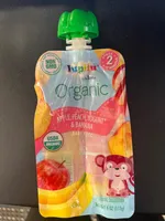 Apple, peach, yogurt, banana