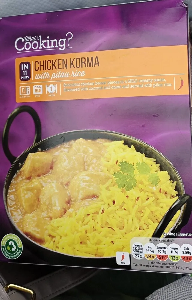 Chicken korma with pilau rice