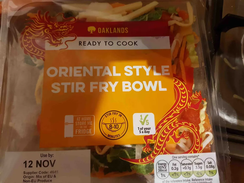 Oriental style stir fry bowl