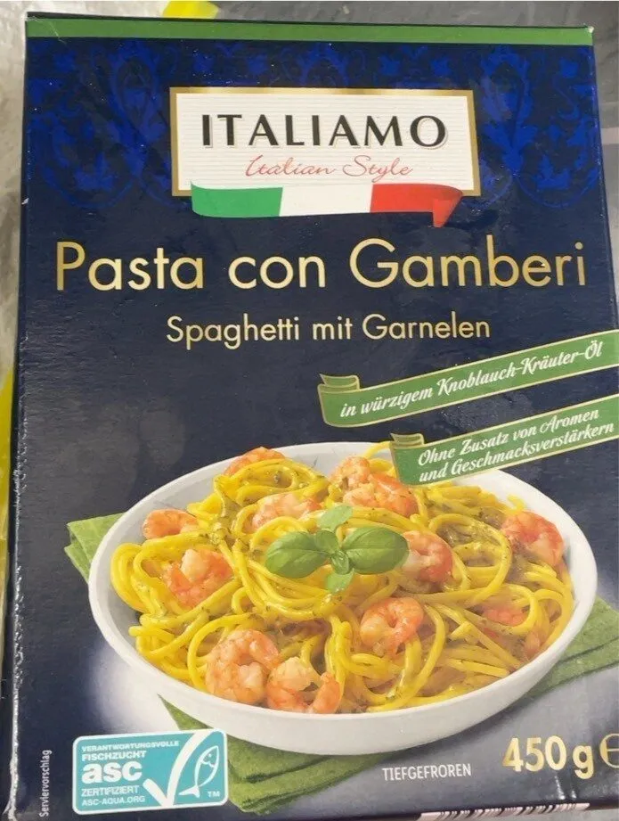 Pasta con gamberi