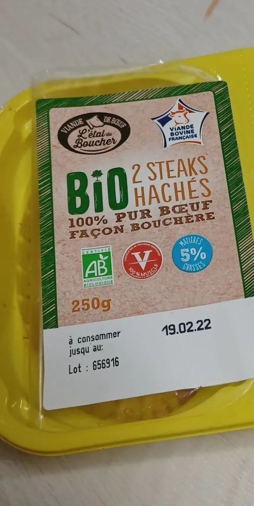 2  steaks hachés bio