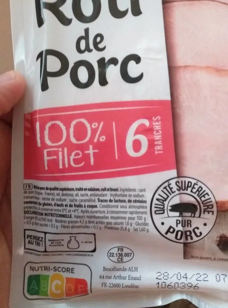 Roti de porc cuit 100% filet