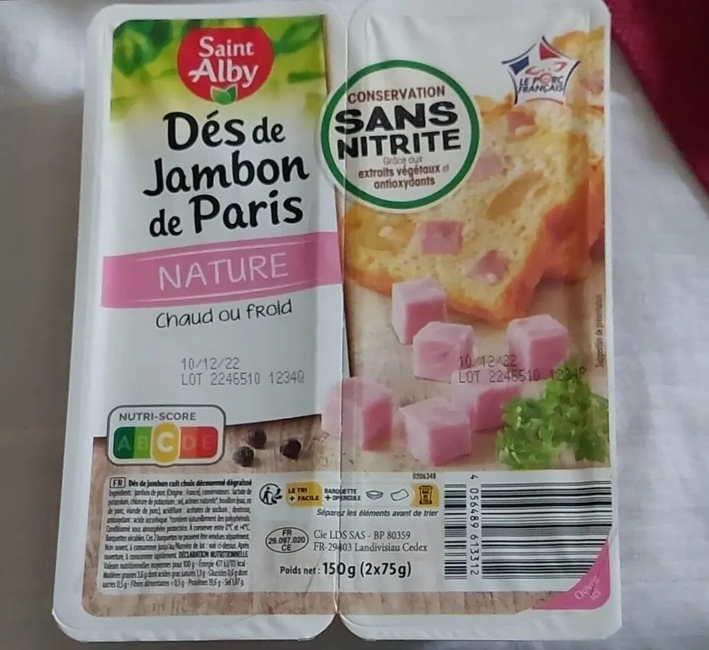 Dés de jambon de Paris nature