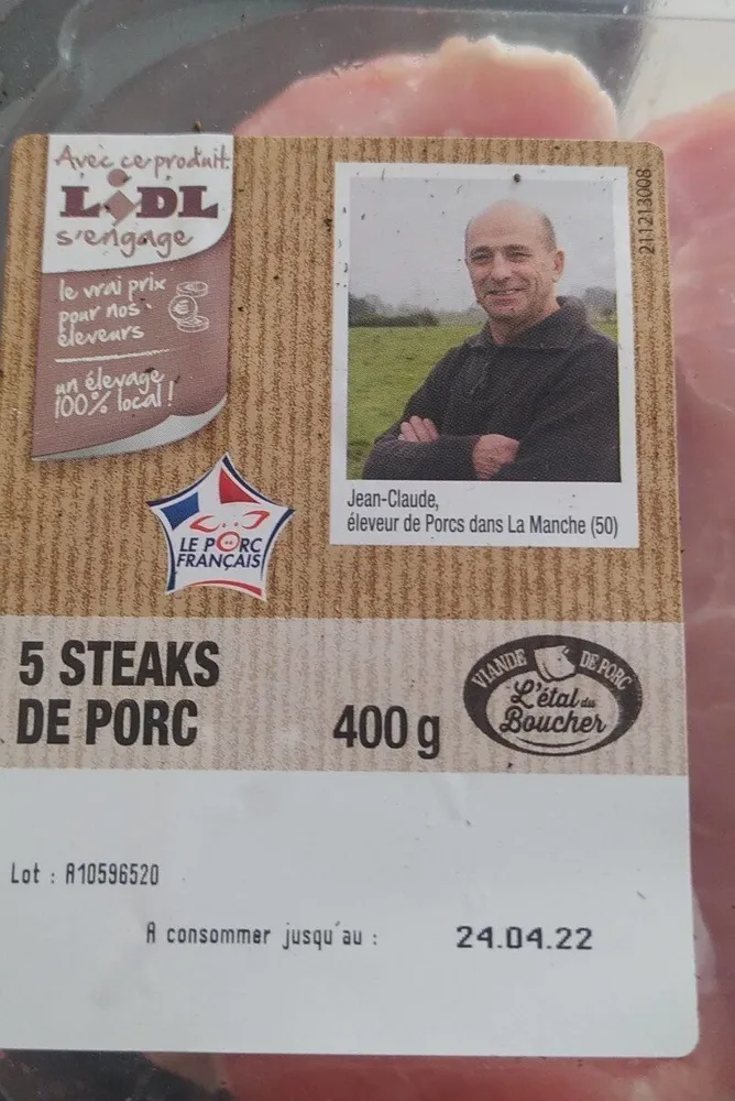5 steaks de porc