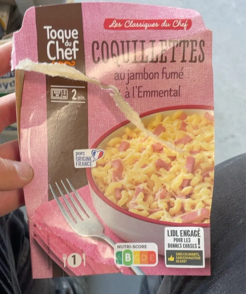 Coquillettes au jambon fumé et a l’emmental