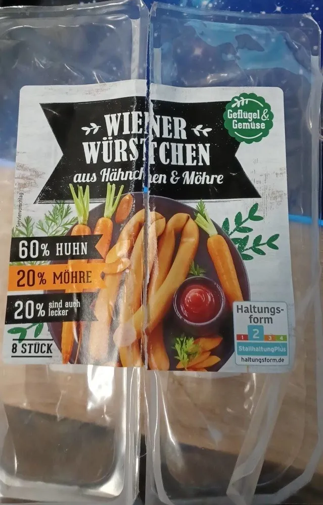 Wiener Würstchen aus Hähnchen und Möhre