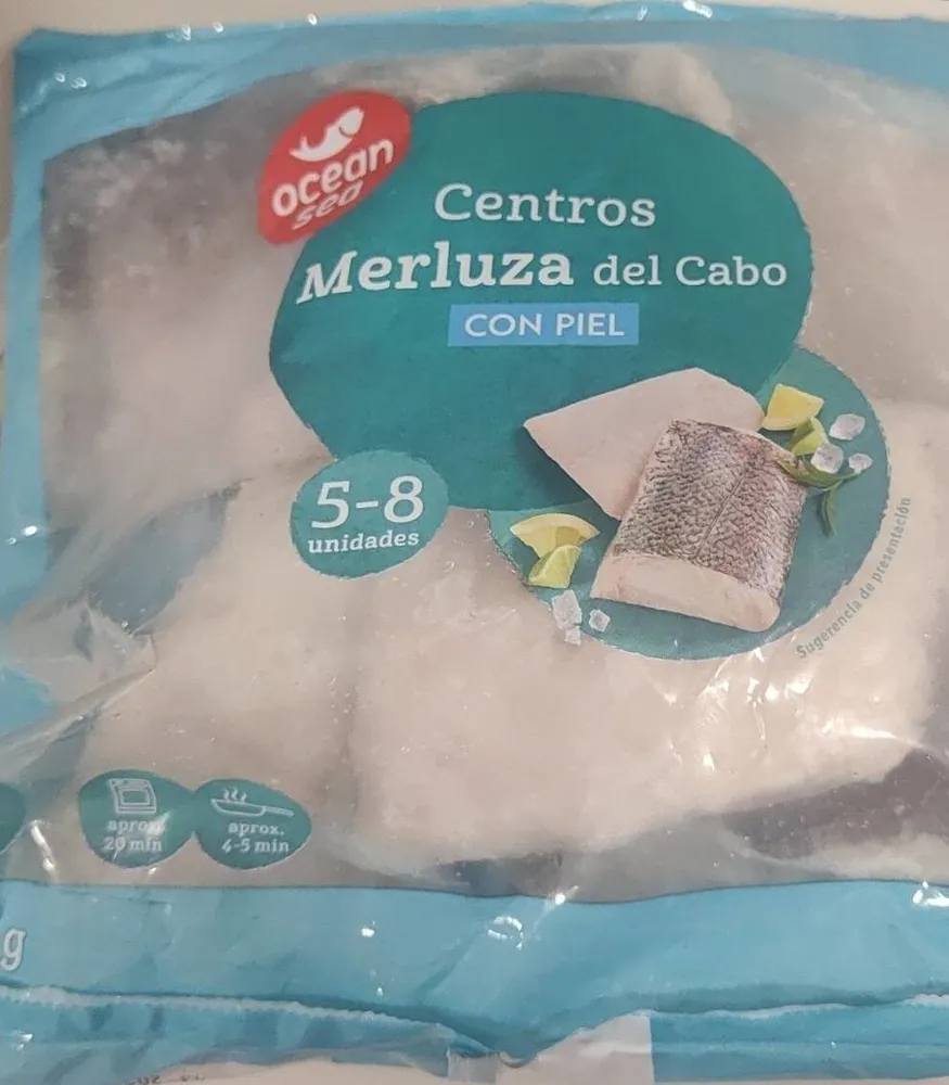 Centros merluza del cabo con piel