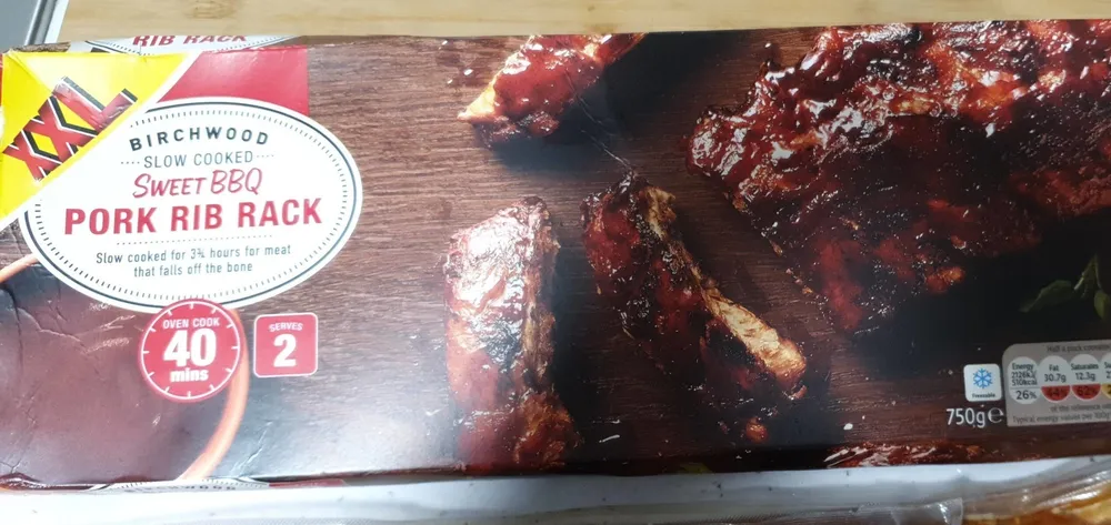 Sweet barbecue pork rib rack