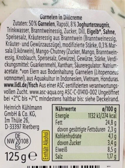 Garnelen in Dillsauce
