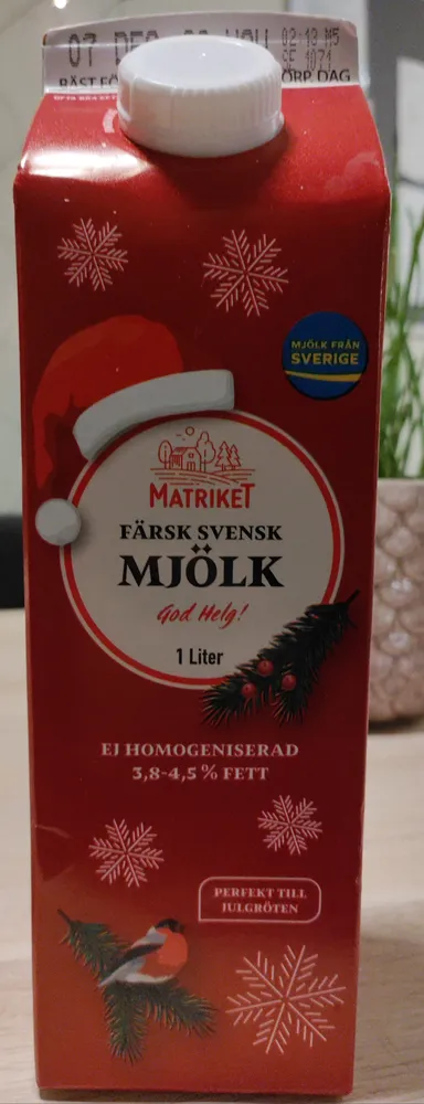 Mjölk ej homogeniserad