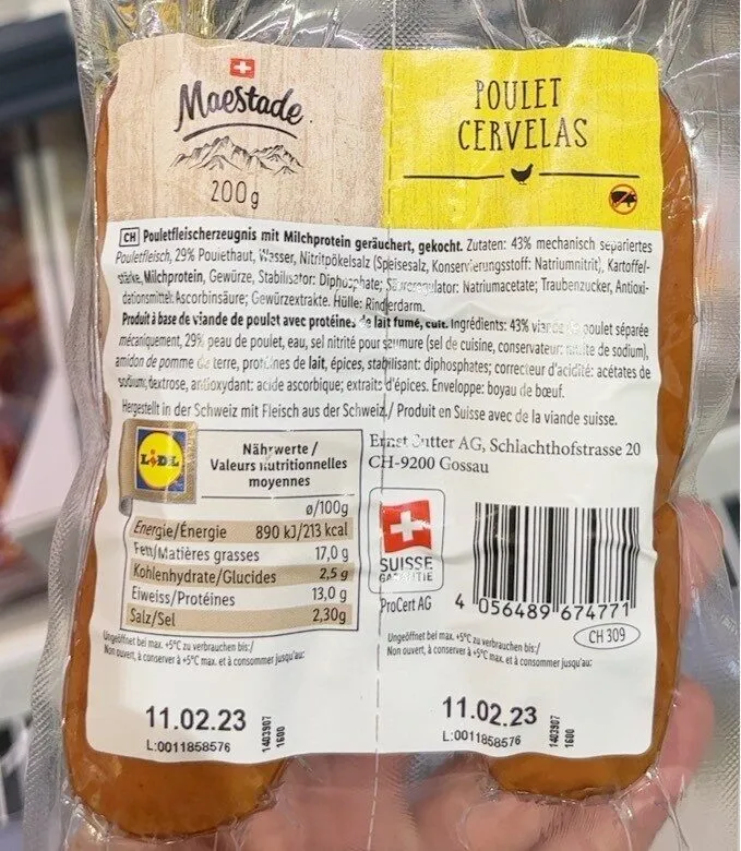 poulet cervelas