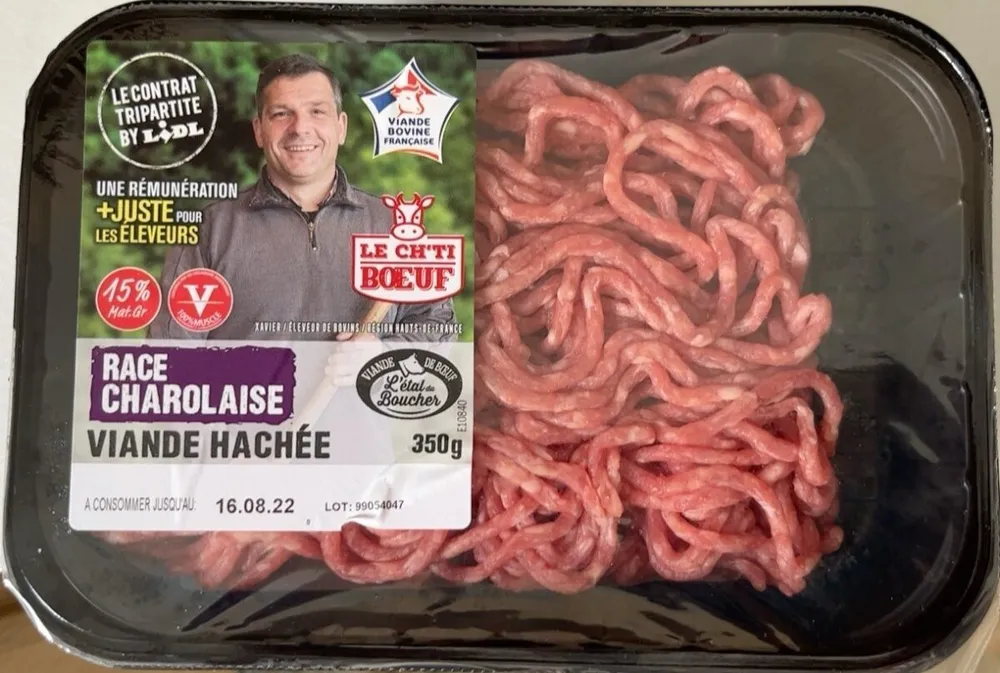 Viande hachée race charolaise 15% mat gr