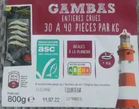 Gambas entières crues
