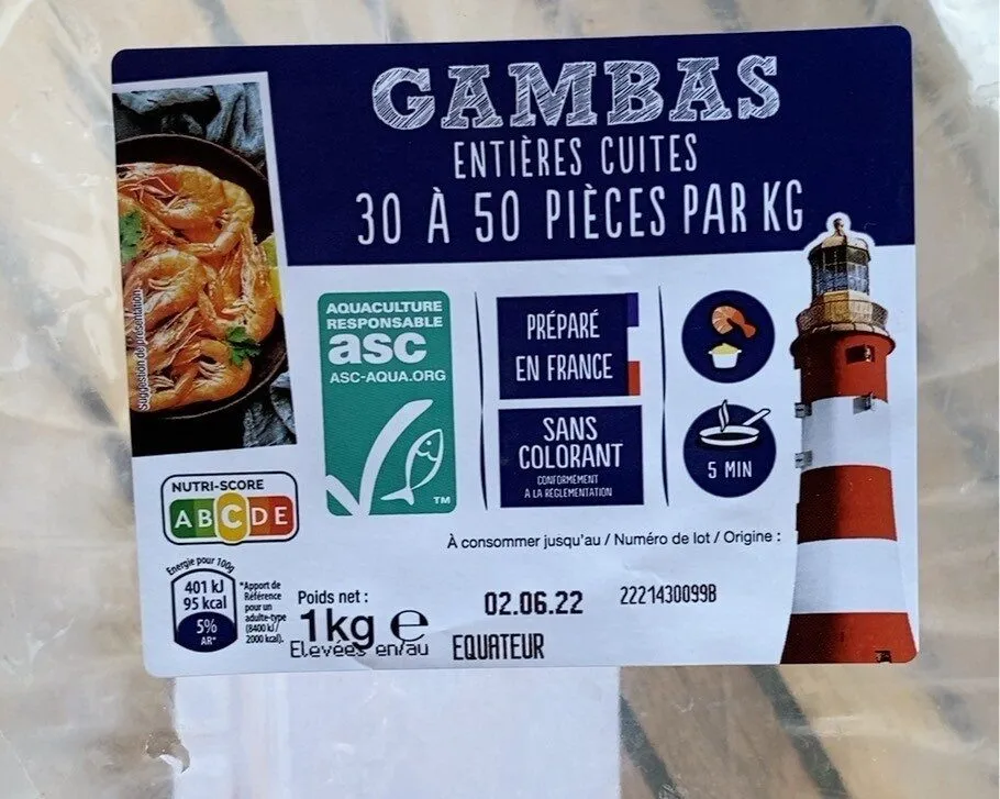 Gambas entières cuites