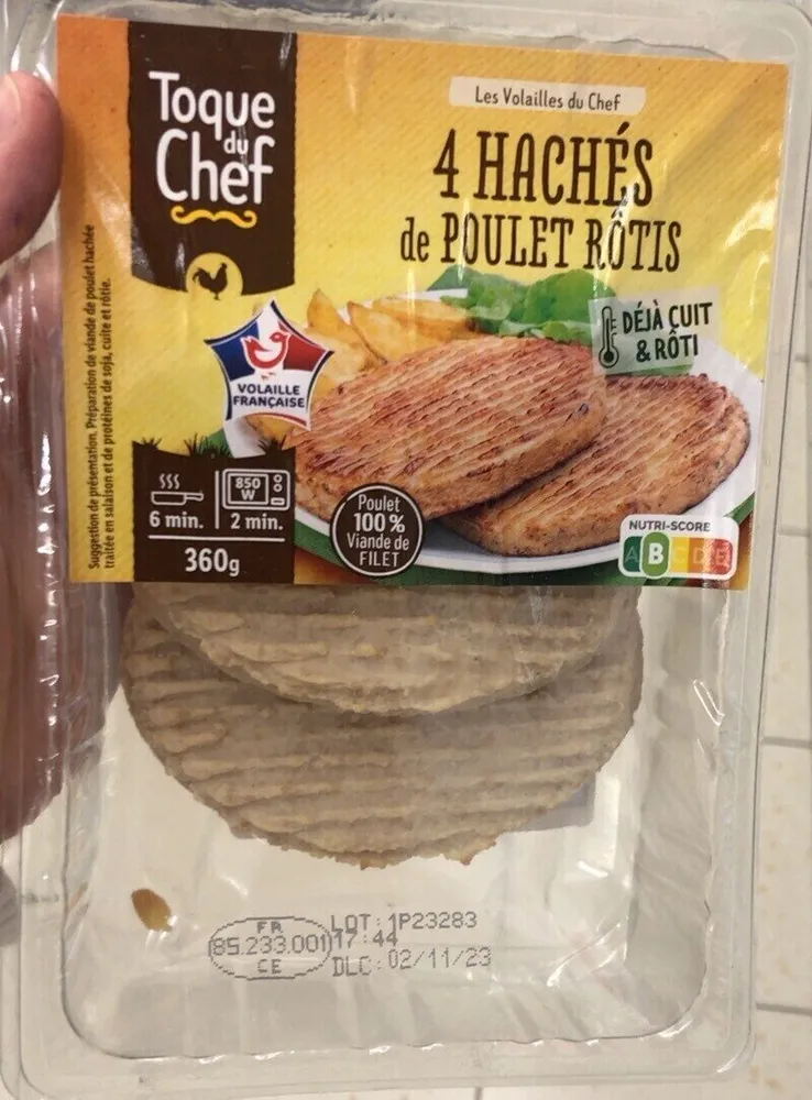 4 hachés de poulet rôtis