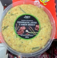 Tortilla de patatas con espárragos,ahetes y jamón ibérico