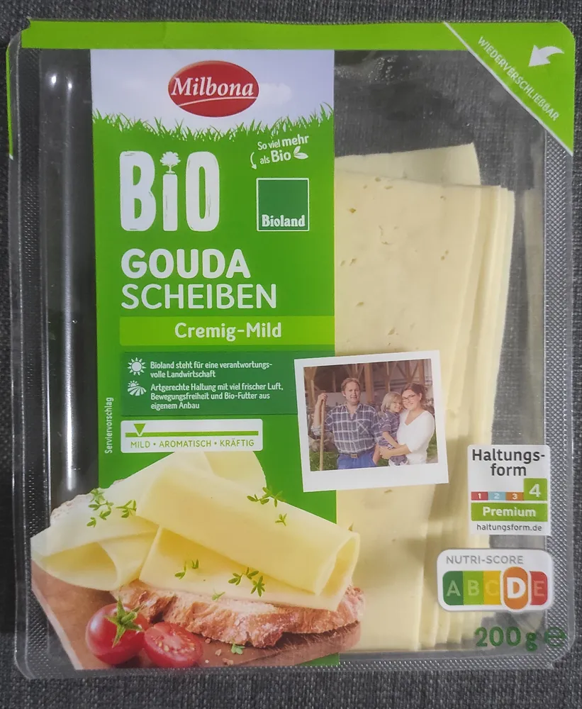Bio Gouda Käse in Scheiben