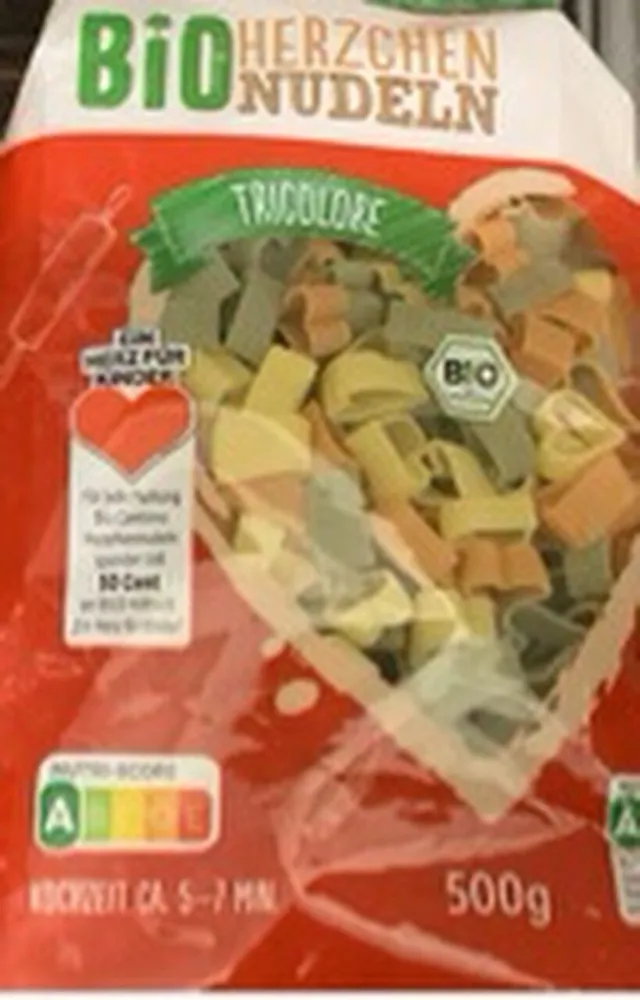 Bio Herz nudeln tricolore
