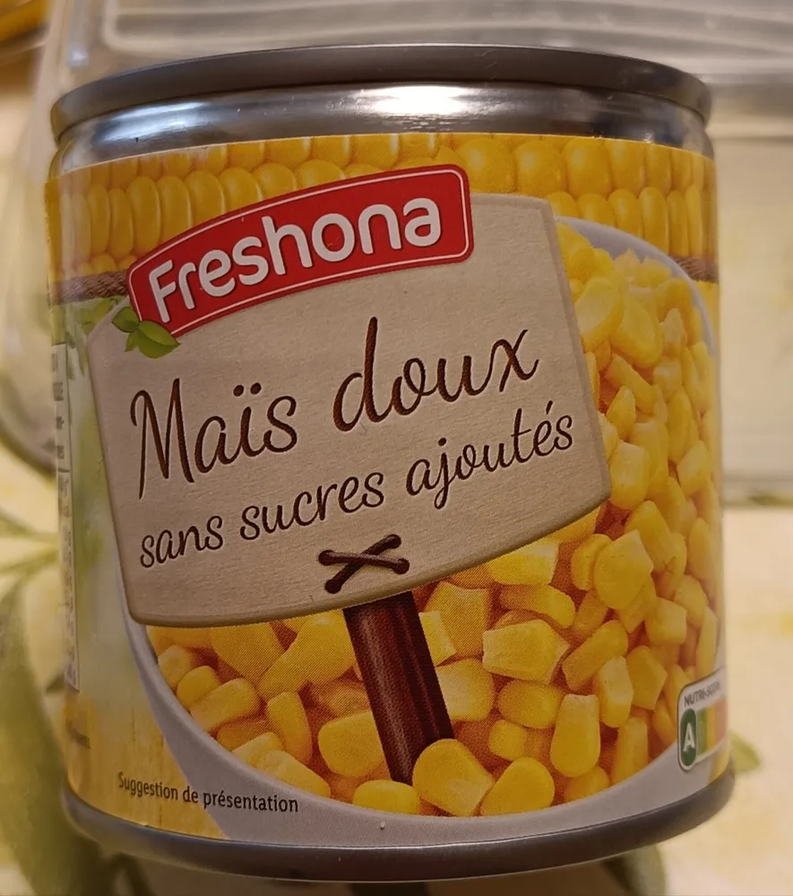 Maïs doux sans sucre ajoutés