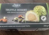 Truffle dessert with almond and pistachio