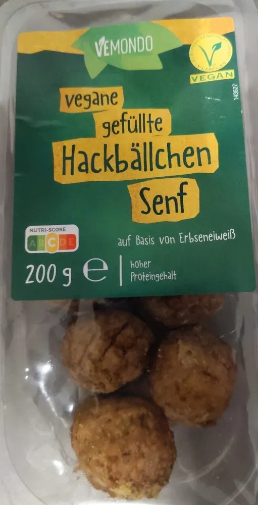vegane gefüllte Hackbällchen Senf