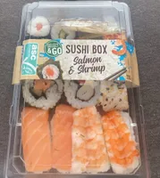 Sushi box salmon and shrimp