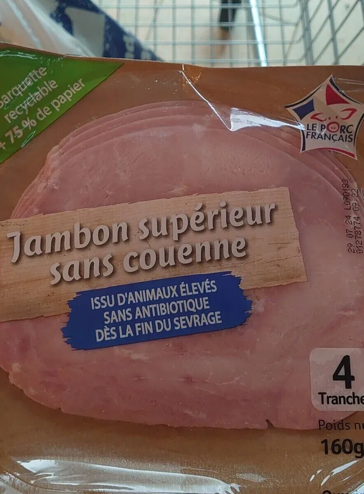 Jambon cuit supérieur découennée degraissé