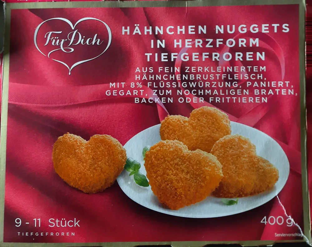 HÄHNCHEN NUGGETS IN HERZFORM TIEFGEFROREN